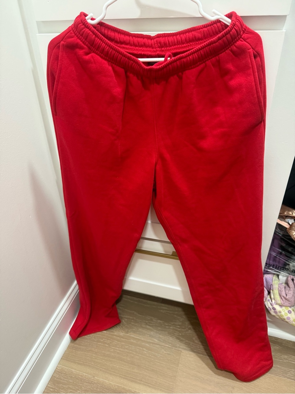 Wild Fable Red Fleece Joggers with Drawstring Waist